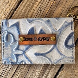 Keep It Gypsy Becca Tooled Leather Card Case Wallet Blue Distressed Western